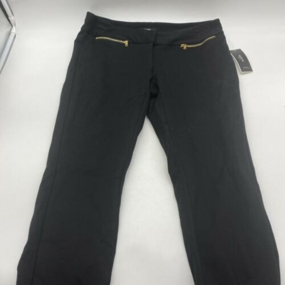 Alfani Black Straight Leg Pants with Gold Accents